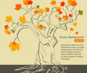 Hand drawn Maple Leaf elements vector background 01