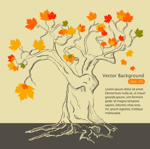 Hand drawn Maple Leaf elements vector background 01