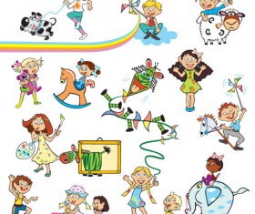 Happy childhood design vector set 01