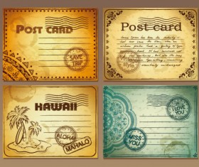 Set of Retro Post card design vector graphic 03