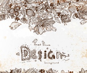 Hand drawn flower vector background art 01