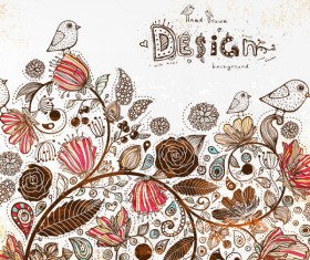 Hand drawn flower vector background art 03