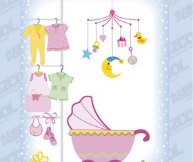 Cute baby design elements vector graphic set 01