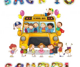 Set of Children in school design vector 01