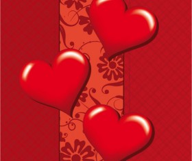 Romantic Heart Greeting Cards background vector set 02