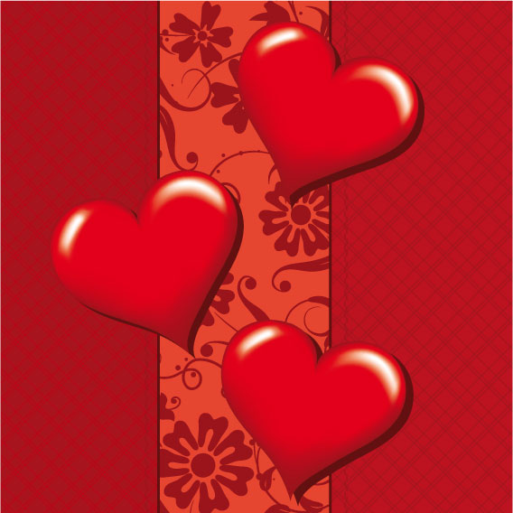 Romantic Heart Greeting Cards background vector set 02