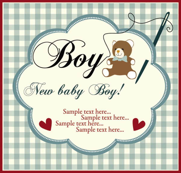 Elements of Cute New baby cards design vector 01