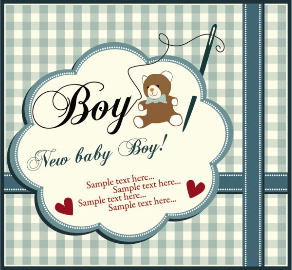 Elements of Cute New baby cards design vector 02