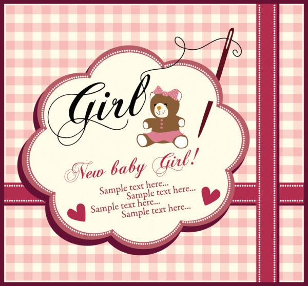 Elements of Cute New baby cards design vector 03