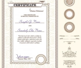 Certificate template and Decoration Borders design vector 03