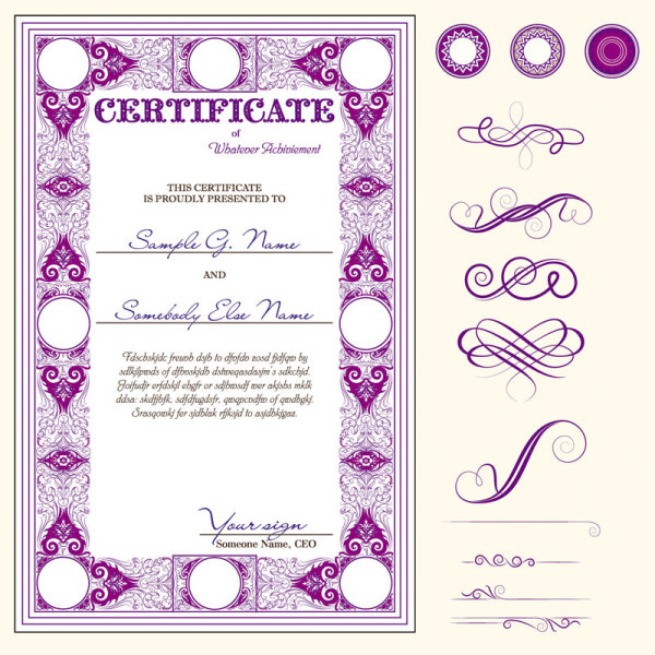 Certificate template and Decoration Borders design vector 05