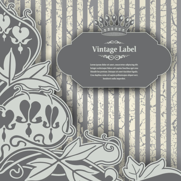 Luxury Vintage label and Ornaments vector 03