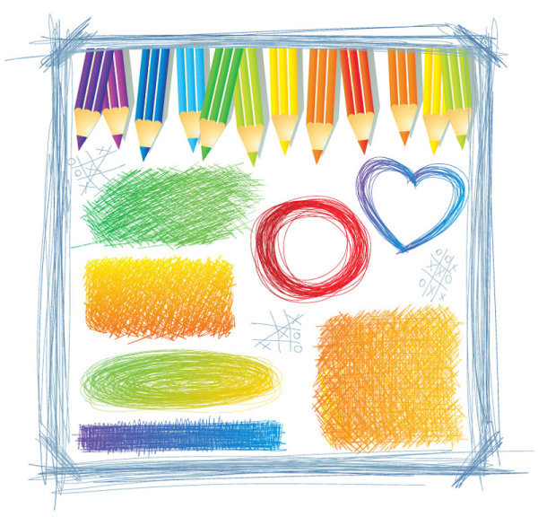 Hand drawn Colorful Pencil Pattern vector 01