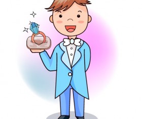 Elements of Romantic cartoon Lovers vector set 01