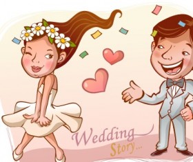 Elements of Romantic cartoon Lovers vector set 11