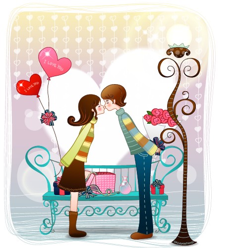 Elements of Romantic cartoon Lovers vector set 12 free download