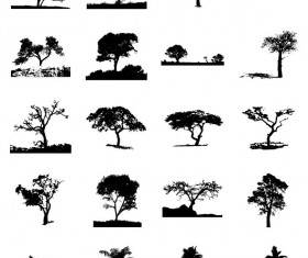 Different Trees Silhouettes vector 01