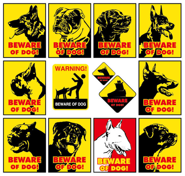 Beware of dog Warning signs vector free download