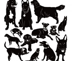 Different dog vector Silhouettes graphic