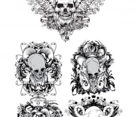 Terror Black and white Skull labels vector