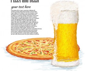 Pizza and Beer elements vector background