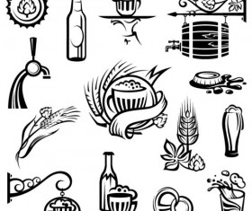 Set of beer elements label vector graphic 02