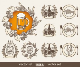 Set of beer elements label vector graphic 03