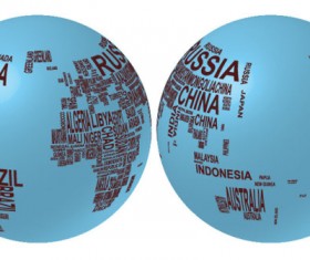 Elements of text with globe vector graphics 01