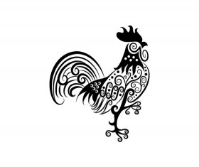 Hand drawn rooster Decoration Pattern vector