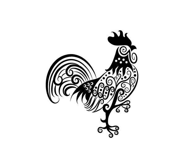 Hand drawn rooster Decoration Pattern vector