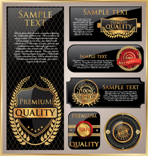 Luxury Gold Premium quality labels  vector 01