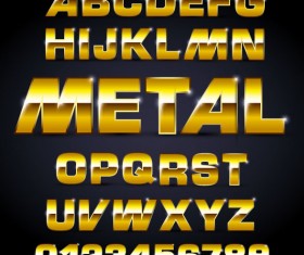 Shiny Metal Letters and numbers vector set 02