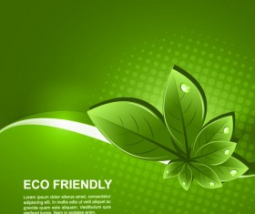 Set of Eco friendly with green Leaves background vector 01