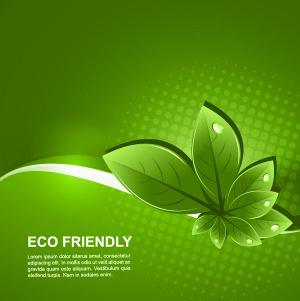 Set of Eco friendly with green Leaves background vector 01