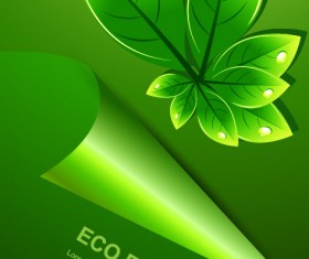 Set of Eco friendly with green Leaves background vector 02