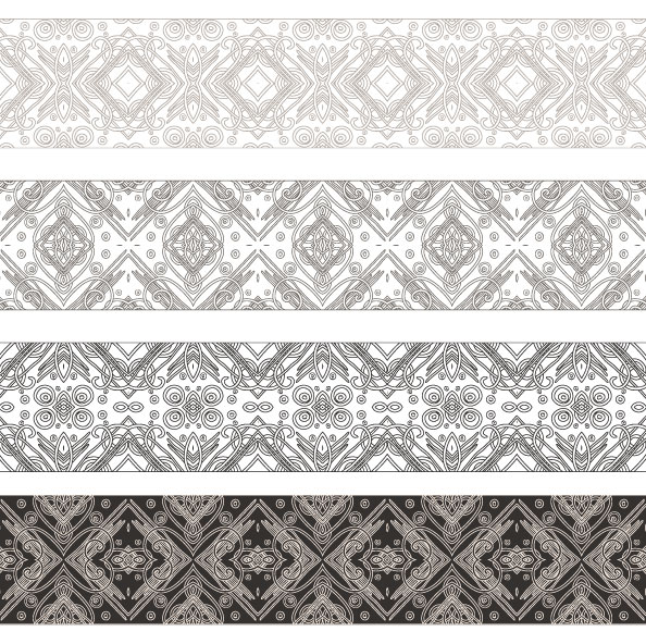 Vintage Decorative pattern and borders vector set 01