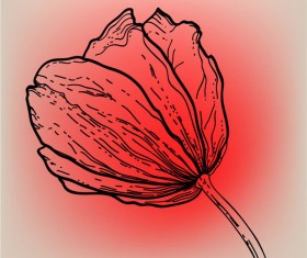 Vivid Hand drawn Tulip background vector 01