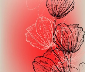 Vivid Hand drawn Tulip background vector 03