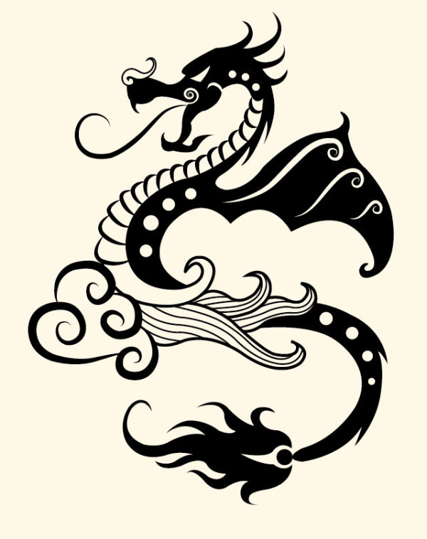 Vivid Hand drawn Dragon Decoration Pattern vector
