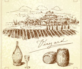 Hand drawn Harvest vineyard elements vector 02