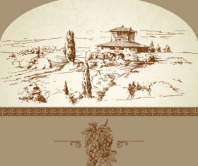 Hand drawn Harvest vineyard elements vector 05