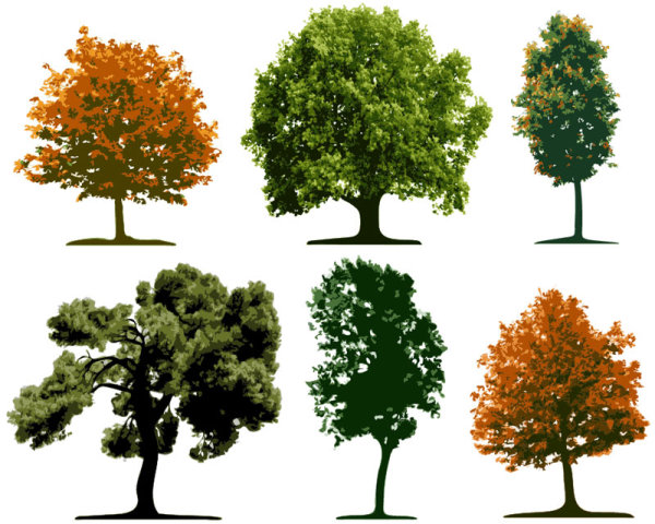 Download Different tree design elements vector 01 free download
