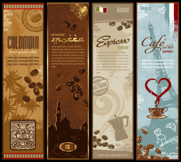Presentation of creative coffee cards design elements vector 02