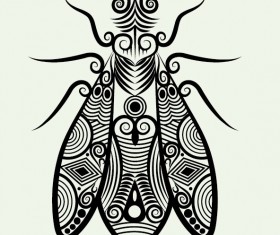 Hand drawn housefly Decoration Pattern vector