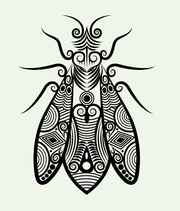 Hand drawn housefly Decoration Pattern vector