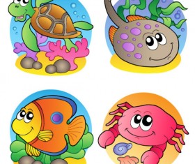 Elements of Various cute Marine animals vector 02