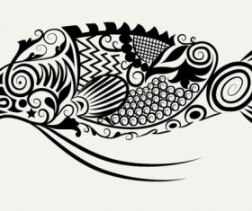 Cute Hand drawn Fish Decoration Pattern vector