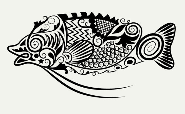 Cute Hand drawn Fish Decoration Pattern vector