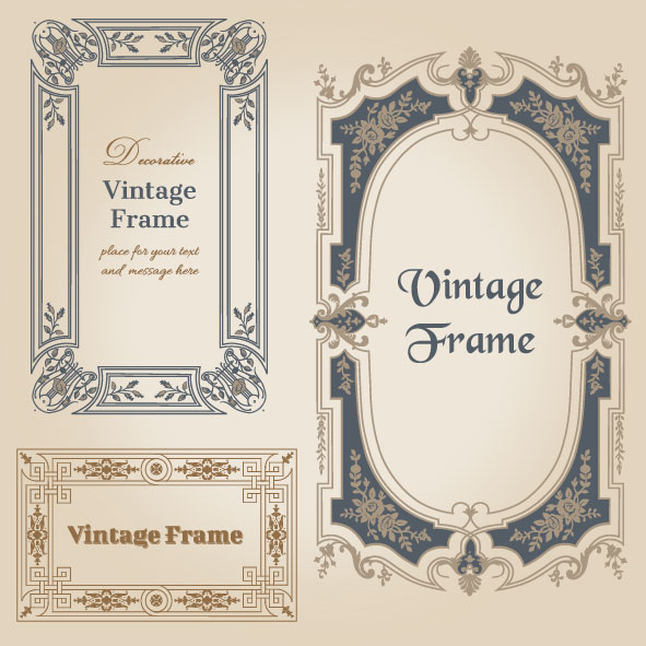 Set of Decorative vintage frame vector graphics 02