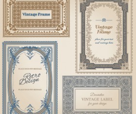 Set of Decorative vintage frame vector graphics 04